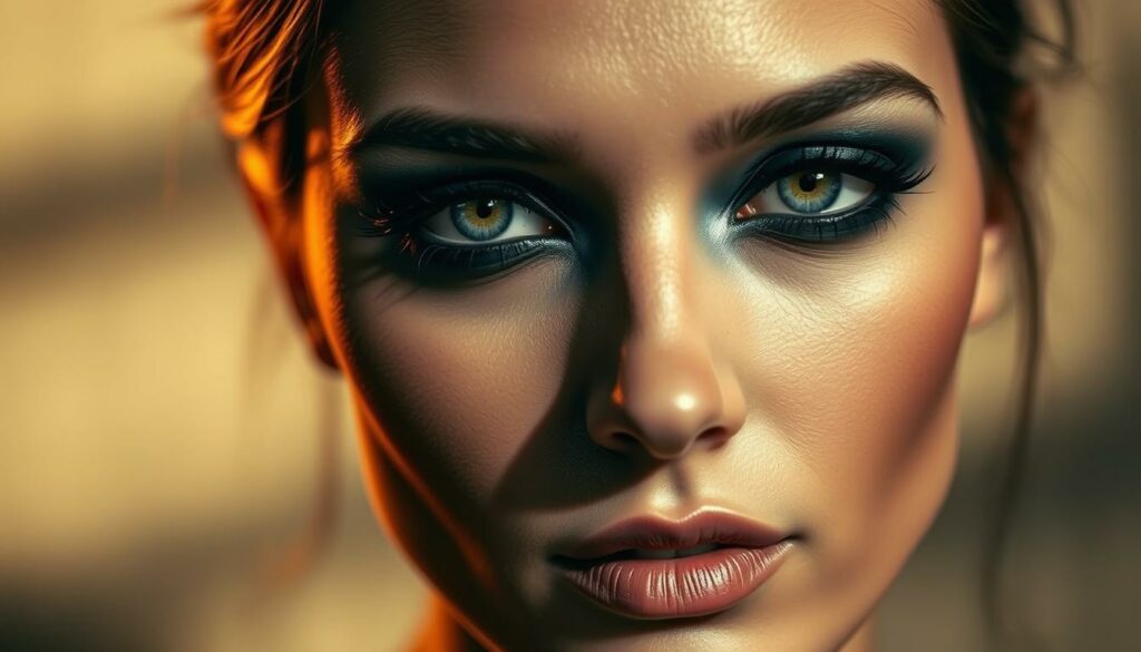 A-beautifully-lit-close-up-portrait-of-a-womans-face-her-eyes-highlighted-by-a-smoky-1024x585 Quelle couleur de maquillage choisir pour ses yeux ?