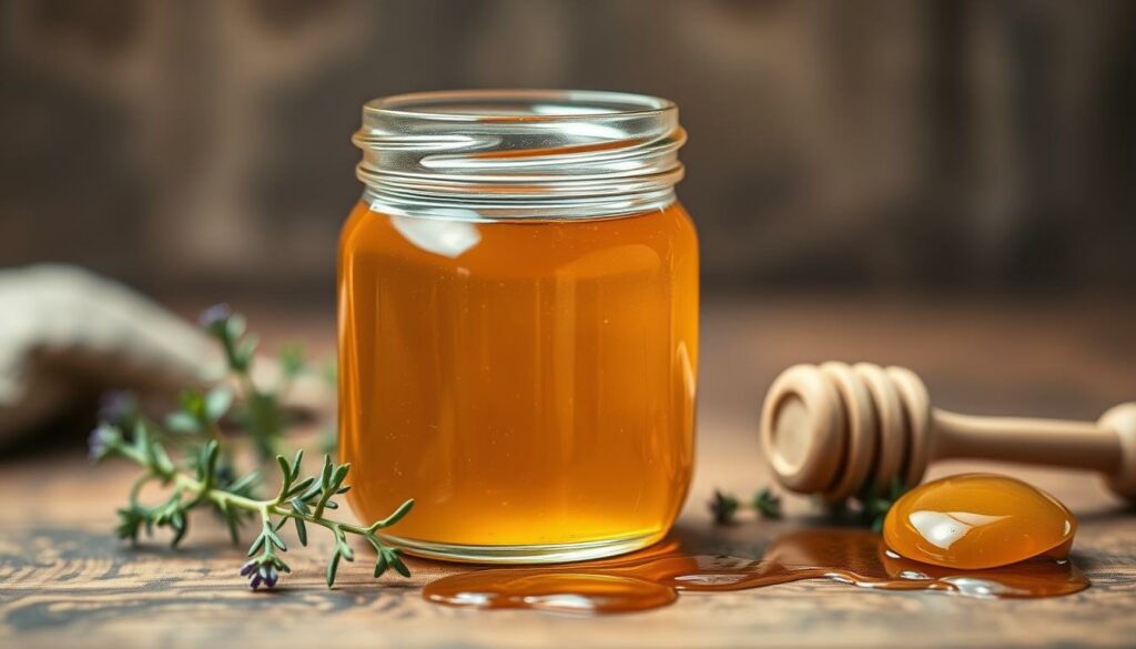 A-close-up-shot-of-a-honey-jar-filled-with-golden-viscous-miel-the-surface-glistening-under-1024x585 Quels remèdes naturels aident contre la toux