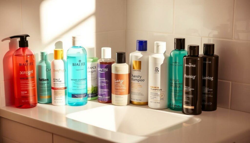 A-diverse-array-of-shampoo-bottles-arranged-on-a-clean-minimalist-bathroom-counter-casting-1024x585 Shampoing : lequel choisir selon vos besoins ?