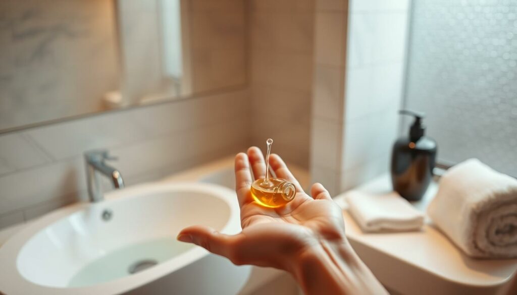 A-luxurious-bathroom-setting-with-a-minimalist-design-and-soft-diffused-lighting.-In-the-1024x585 Shampoing : lequel choisir selon vos besoins ?