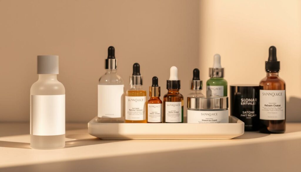 A-neatly-arranged-set-of-skincare-products-against-a-soft-muted-background.-In-the-foreground-1024x585 Peau à imperfections : Caractéristiques, causes et solutions