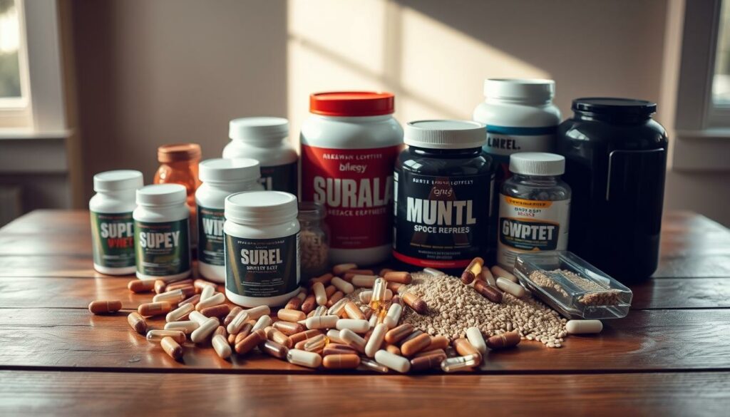 A-neatly-arranged-still-life-on-a-wooden-surface-capturing-an-assortment-of-sports-nutrition-1024x585 Meilleurs compléments alimentaires pour prendre du muscle