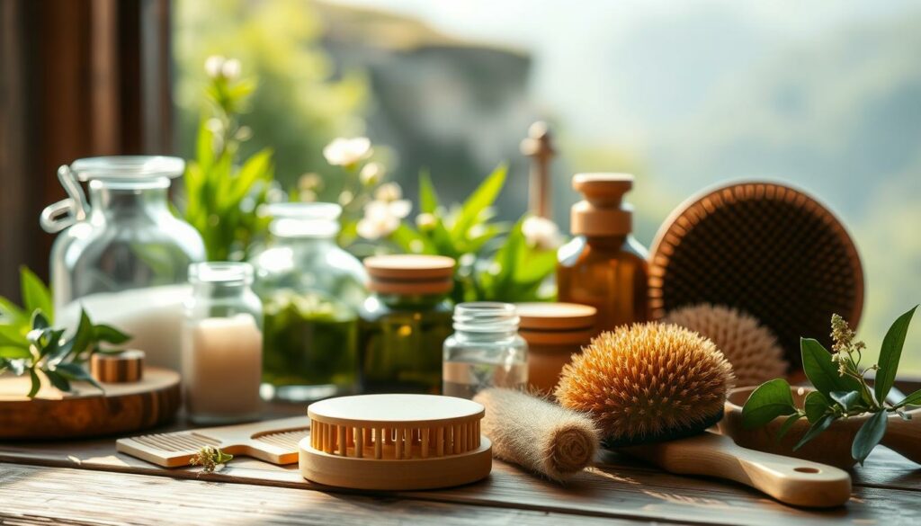 A-serene-and-tranquil-setting-showcasing-a-variety-of-natural-hair-care-products-and-tools.-In-1024x585 Comment adopter une routine capillaire naturelle et efficace
