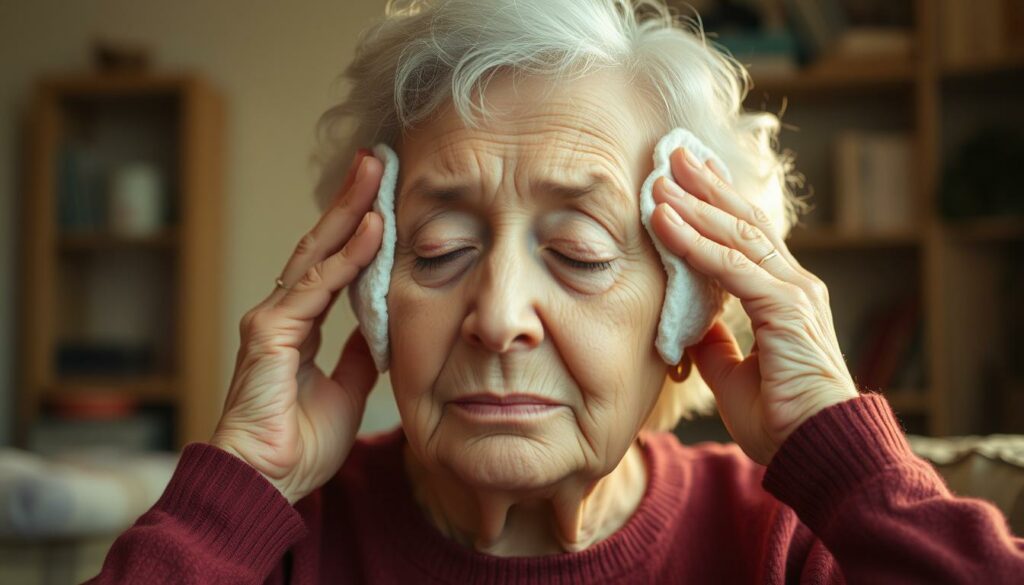 A-serene-elderly-woman-gently-pressing-a-cool-compress-against-her-temples-her-eyes-closed-in--1024x585 Quels remèdes naturels contre les maux de tête