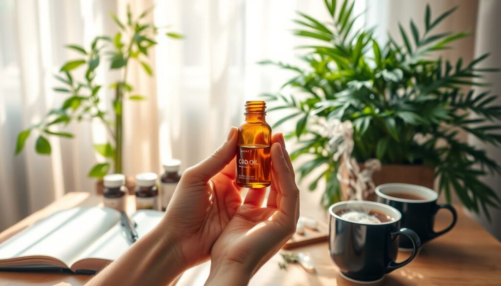 A-serene-sun-dappled-indoor-scene-depicting-the-daily-use-of-CBD-oil.-In-the-foreground-a-1024x585 Quels sont les bienfaits de l'huile de CBD