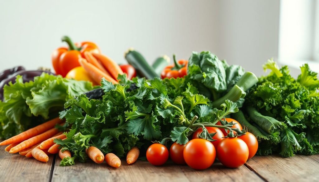 A-vibrant-still-life-of-an-assortment-of-fresh-crisp-vegetables-on-a-rustic-wooden-table-1024x585 6 Aliments pour Dire Adieu au Ballonnement