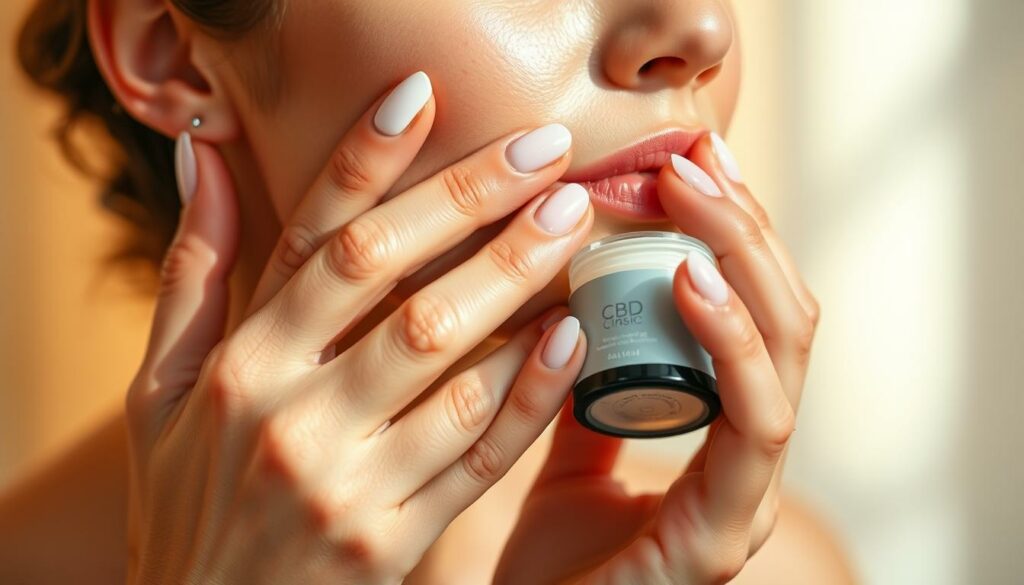 A-well-lit-close-up-shot-of-a-womans-hands-gently-applying-a-luxurious-creamy-CBD-infused-1024x585 Quels sont les bienfaits de la crème de CBD sur la peau ?