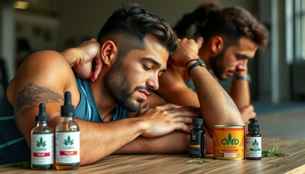 Image-de-sportifs-en-train-de-recuperer-apres-leffort-avec-des-produits-CBD-a-proximite-1024x585 Comment le cannabidiol améliore-t-il la performance des sportifs ?
