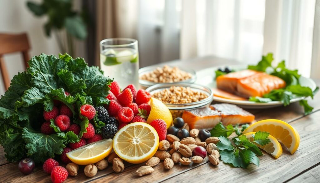 A-bountiful-still-life-capturing-the-essence-of-a-balanced-detox-diet.-In-the-foreground-an-1024x585 Comment détoxifier son corps : 5 solutions naturelles