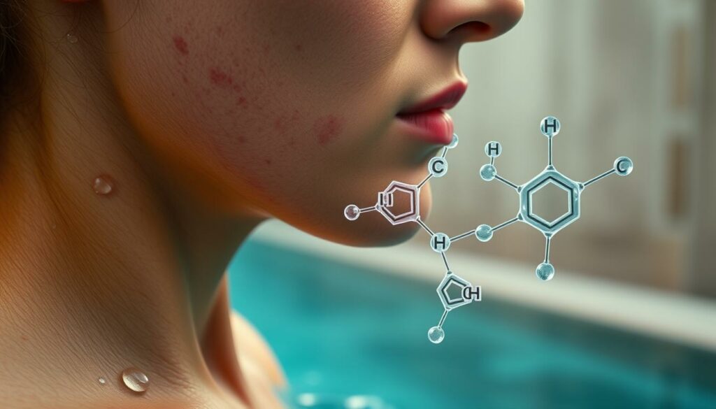 A-close-up-of-a-womans-skin-glistening-with-droplets-of-chlorine-infused-water-as-she-steps--1024x585 Alerte chlore : 3 dangers que votre peau subit !