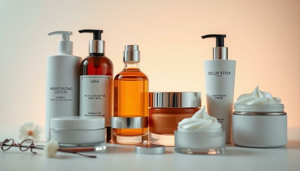 A-close-up-shot-of-various-cosmetic-products-arranged-in-an-elegant-and-organized-display.-In--1024x585 Lait, huile, baume, crème : quelle galénique choisir ?