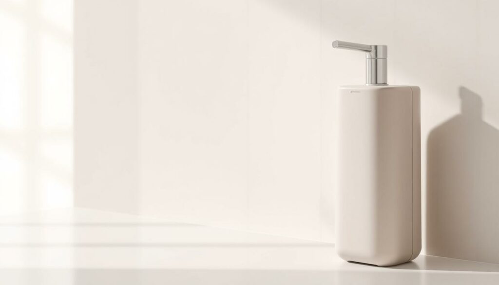 A-sleek-modern-looking-rechargeable-hand-soap-dispenser-set-against-a-clean-minimalist-1024x585 Analyse du cycle de vie des savons liquides rechargeables pour les mains