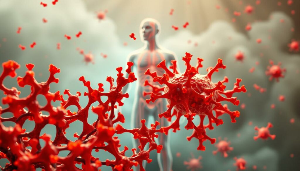 A-vibrant-dynamic-scene-depicting-the-impact-of-free-radicals-on-the-human-body.-In-the-1024x585 Stress oxydatif – Causes, symptômes et traitements
