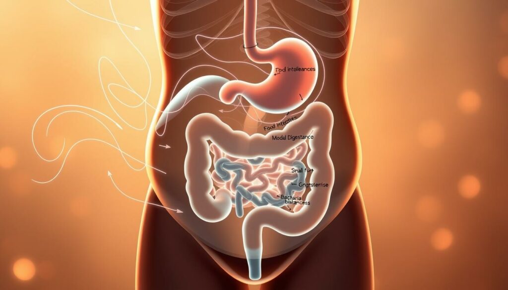 A-visually-striking-image-depicting-the-root-causes-of-bloating-and-gas-showcasing-a-detailed--1024x585 Ventre gonflé, Ballonnements, Spasmes intestinaux : Origines et Solutions Naturelles